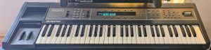 Ensoniq SQ-80 synthesizer keyboard, offering unique sounds for music production by Julian Chown, an online music producer in London.